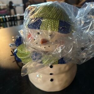 Snowman Cookie Jar with  Hat
